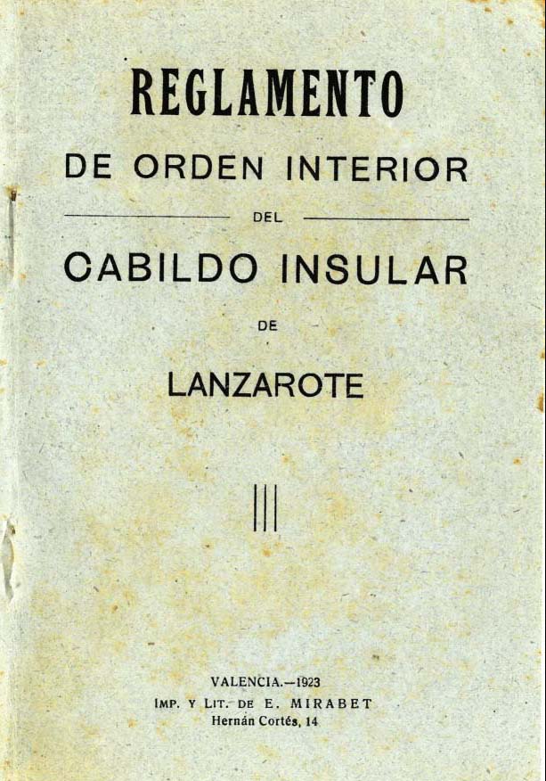 Reglamento de Orden Interior del Cabildo Insular de Lanzarote