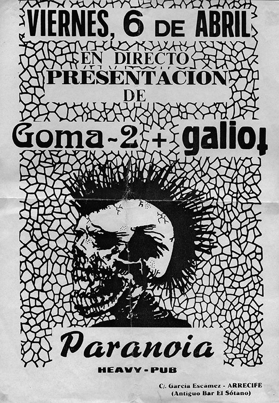Cartel de actuación del grupo  'Goma 2'