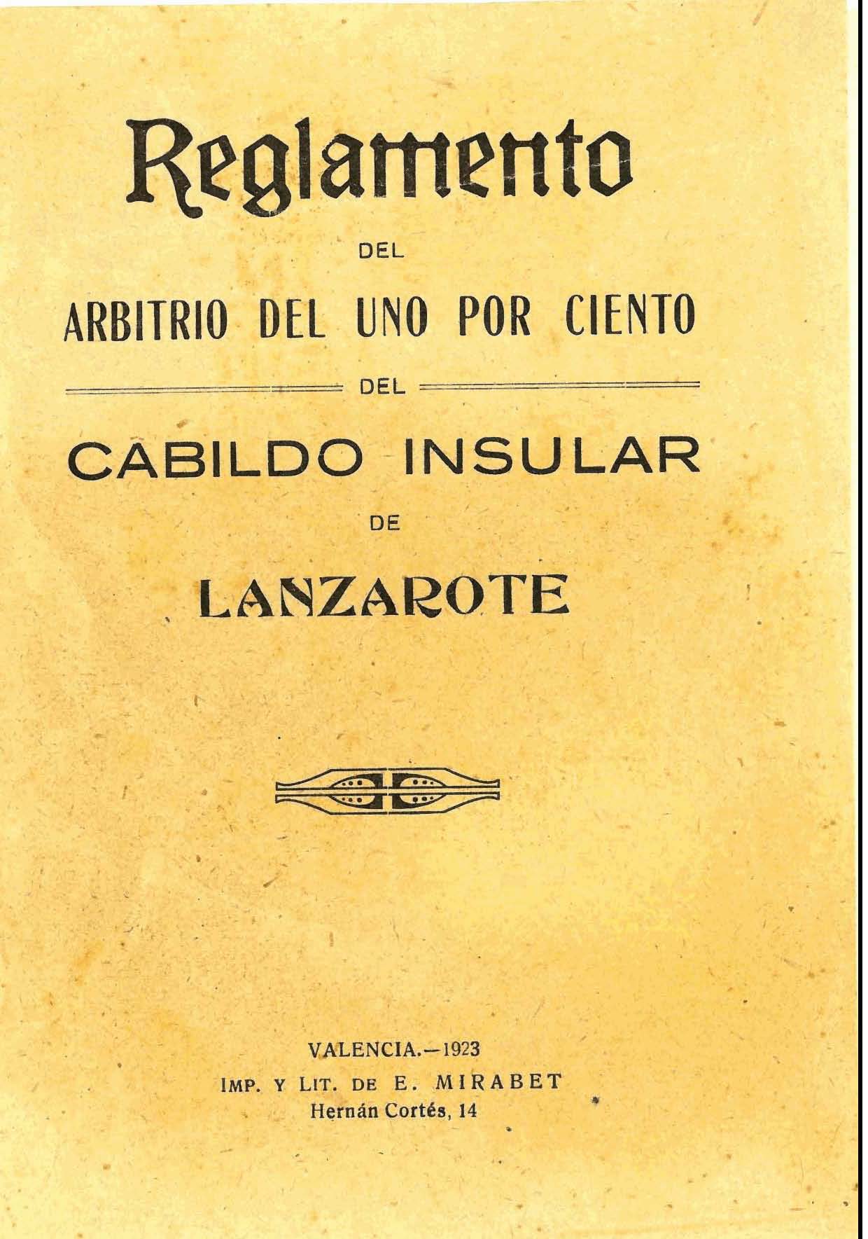 Reglamento del arbitrio del uno por ciento del Cabildo Insular de Lanzarote II