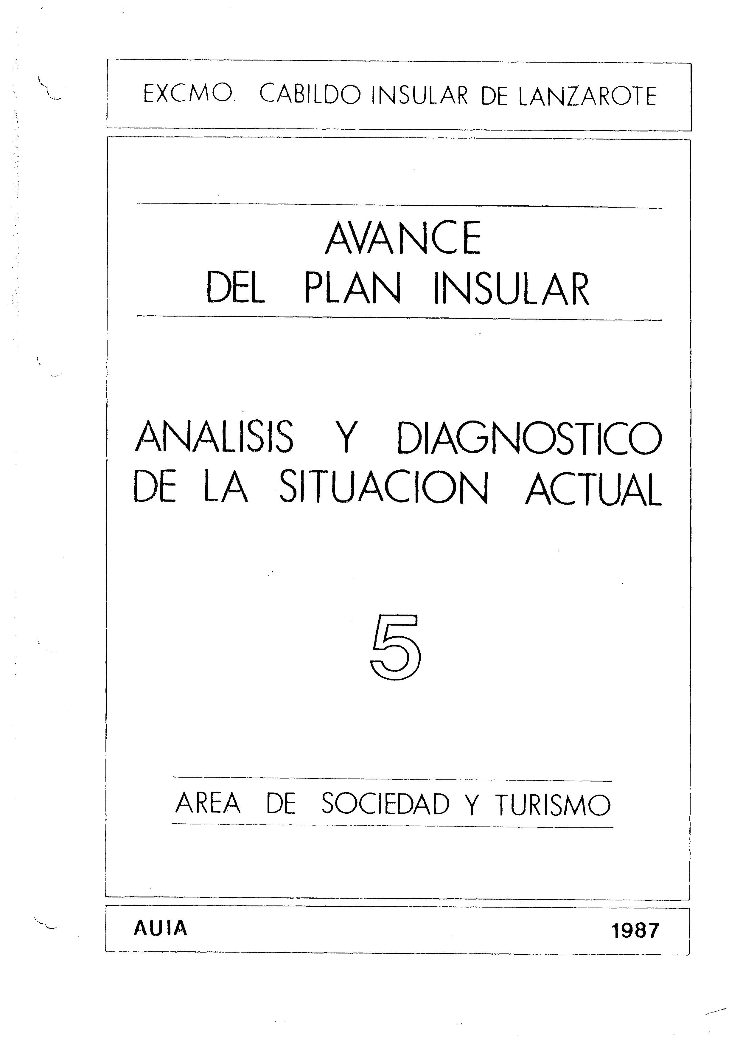 Tomo 5. Área de Sociedad y Turismo. Avance Plan Insular (1987)