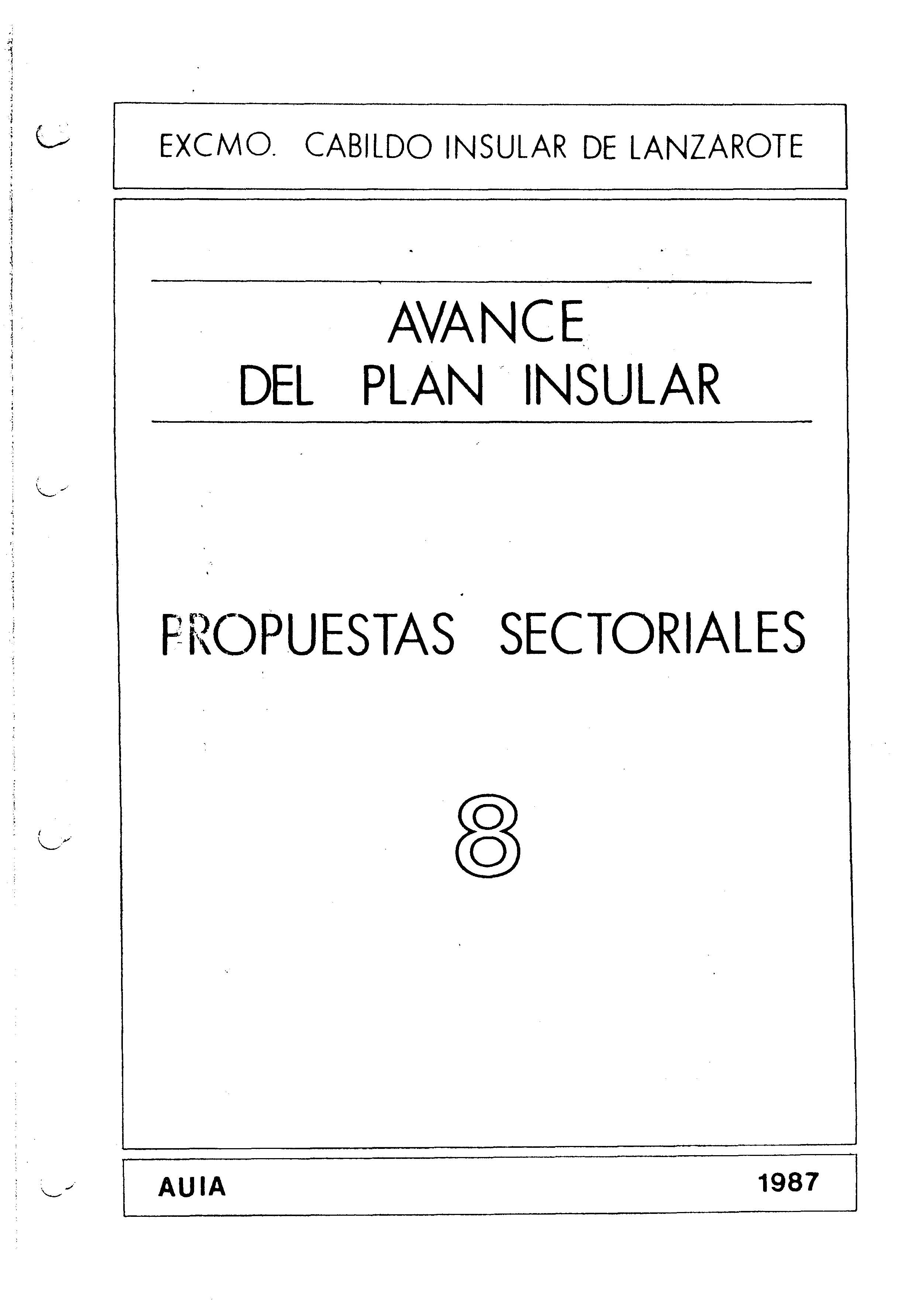 Tomo 8. Área Jurídica. Avance Plan Insular (1987)