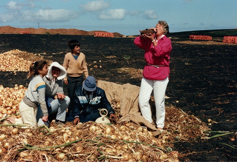 Familia Camacho Díaz cortando cebollas III