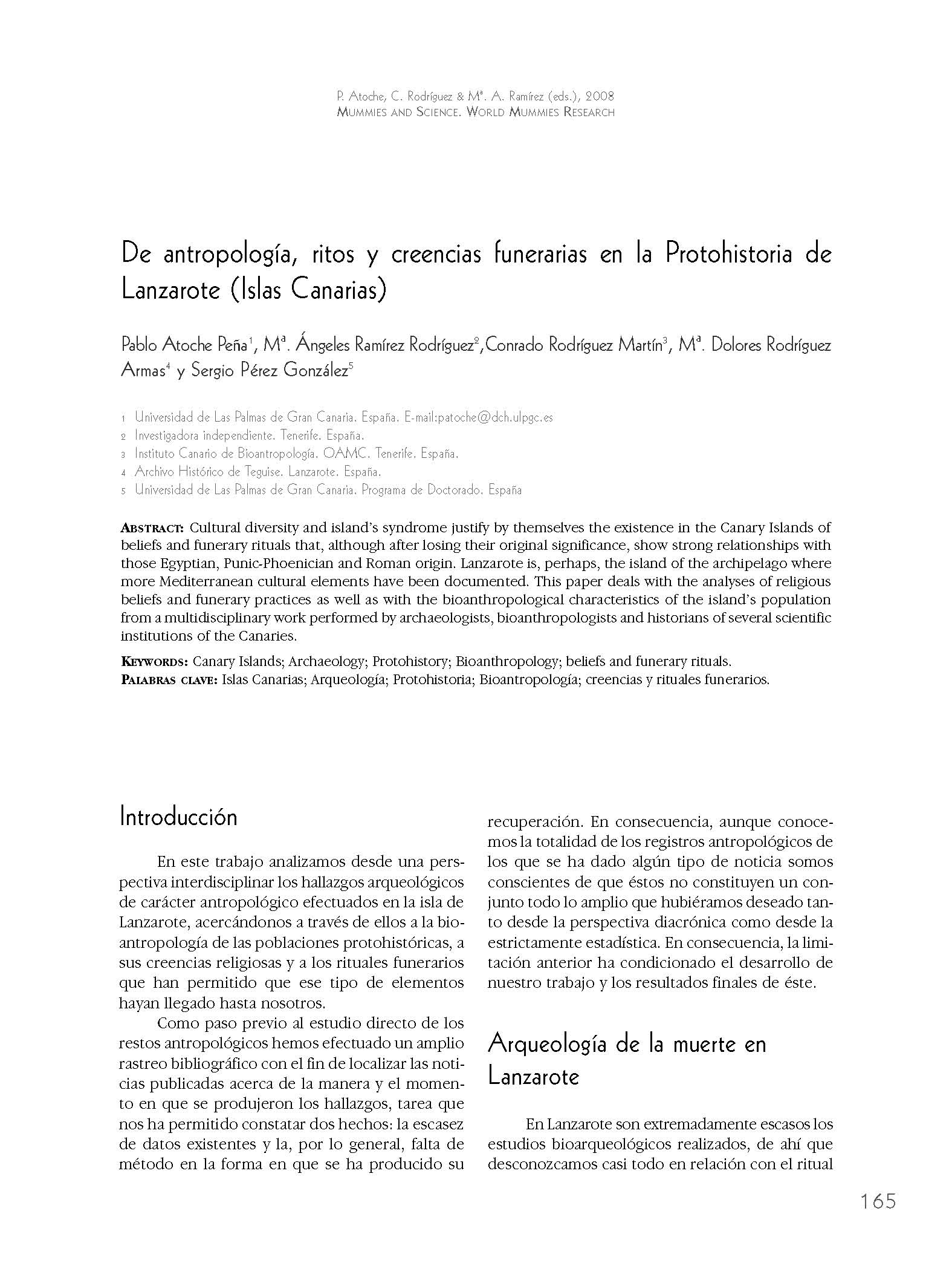 De antropología, ritos y creencias en la Protohistoria de Lanzarote (Islas Canarias)