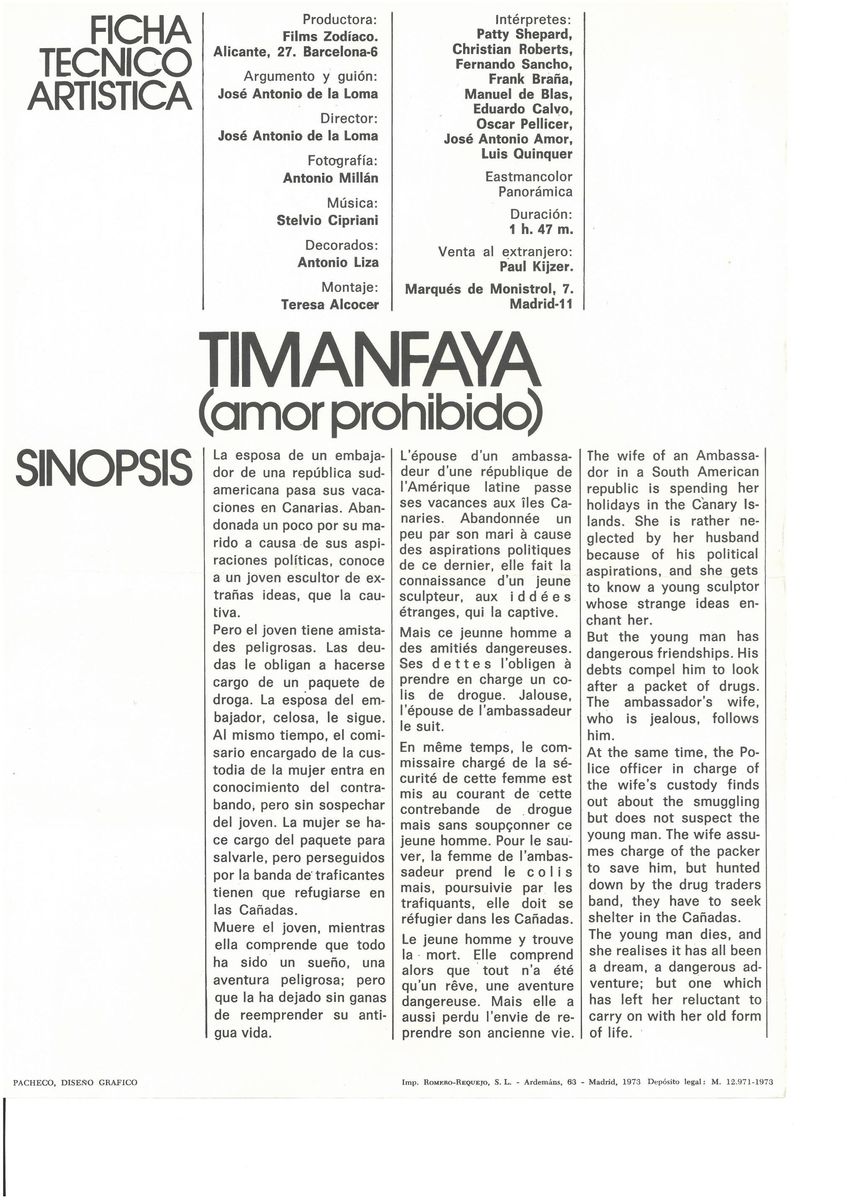 Segunda guía publicitaria de la película Timanfaya II