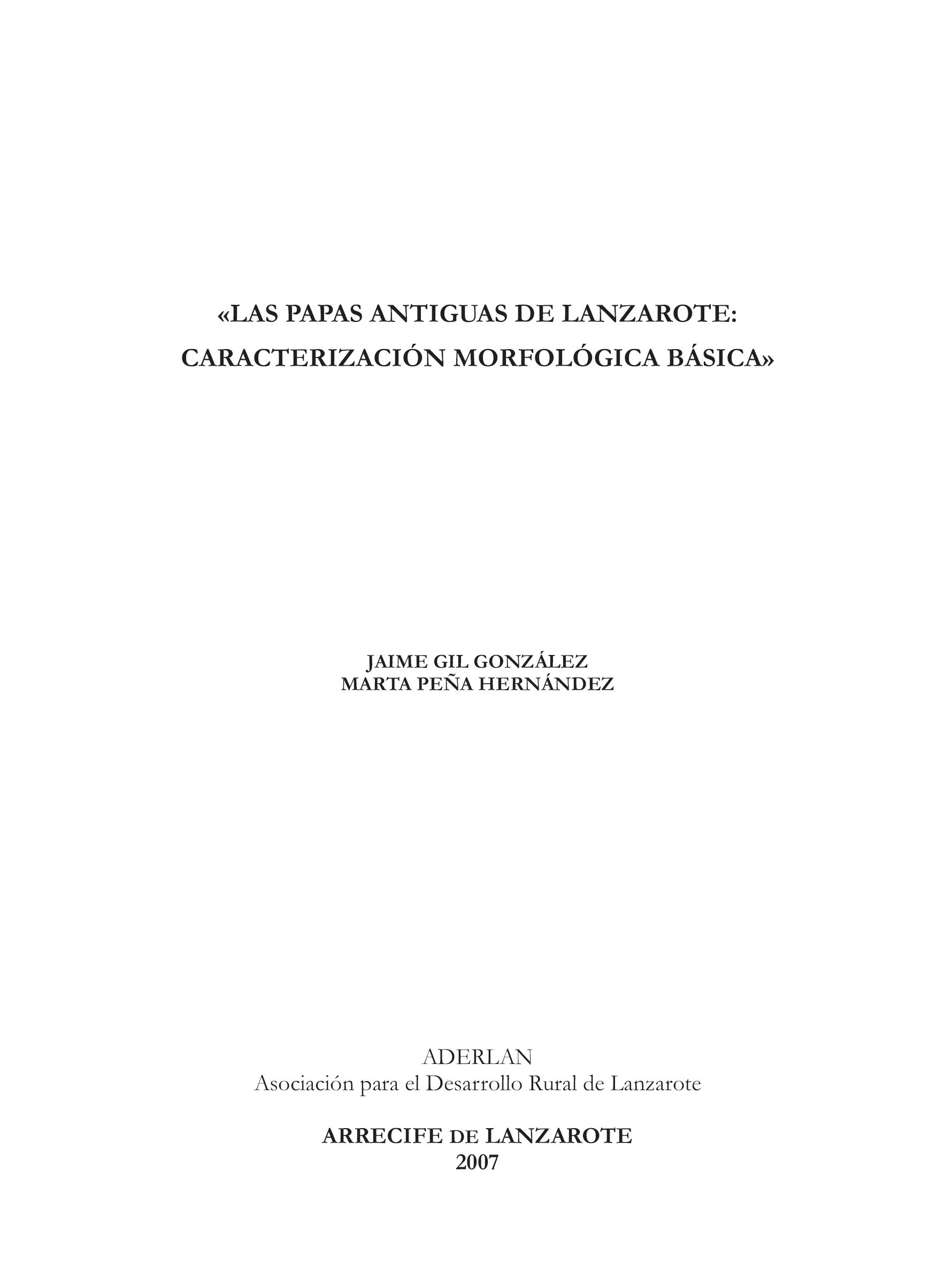 Las papas antiguas de Lanzarote: caracterización morfológica básica